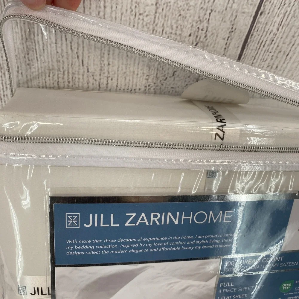 Jill Zarin Home Sateen Sheet Set Full Ivory 300TC 100% Cotton Minimalist Crisp